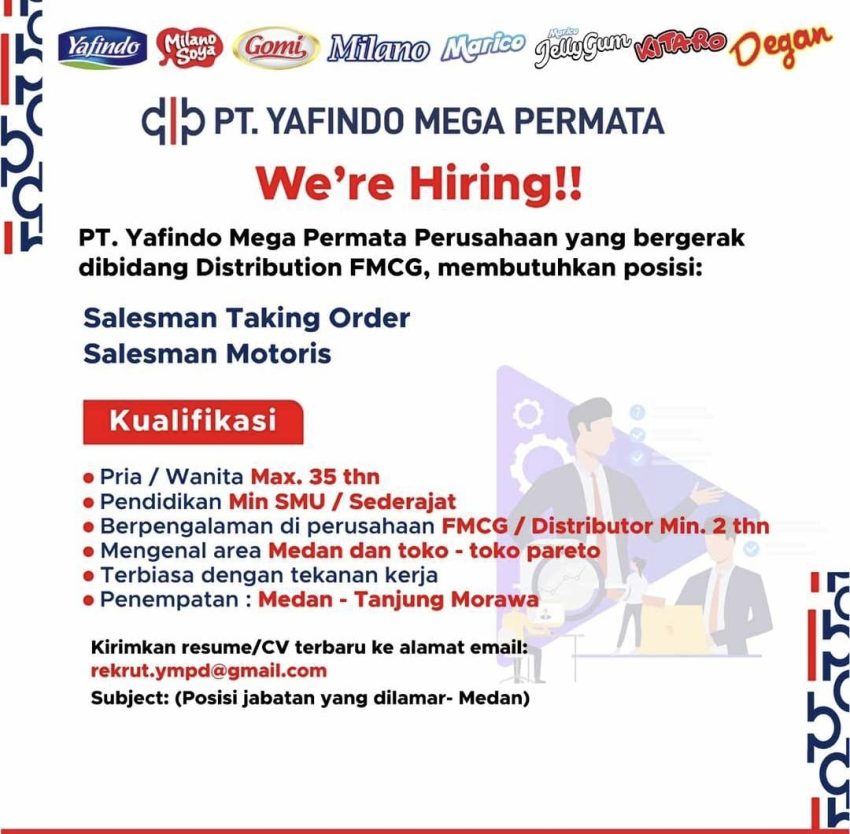 Lowongan Kerja Medan Di Pt Yafindo Mega Permata Oktober 2023 Loker Medan Lowongan Kerja