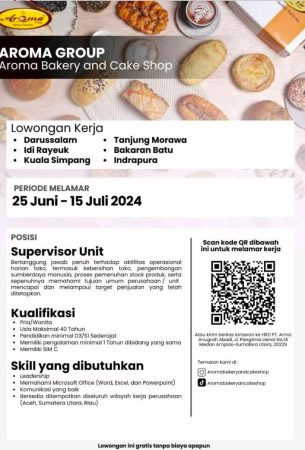 Lowongan Kerja Medan Aroma Bakery Juni 2024