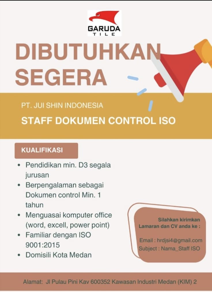 Lowongan Kerja Di Kim Ii Medan Pt Jui Shin Indonesia Juli 2024 Loker Medan Lowongan Kerja