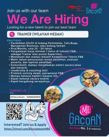 Lowongan Kerja Medan PT Mitra Bali Sukses (Mie Gacoan) Mei 2025