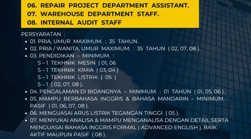 Lowongan Kerja Medan di PT IHI Manufacturing Juni 2025