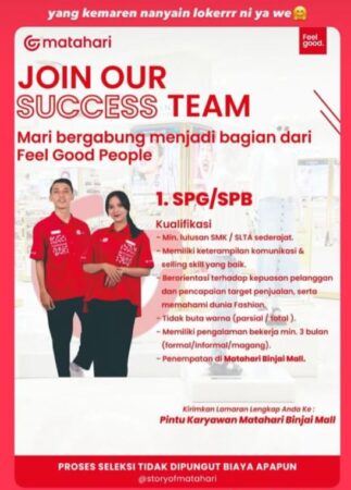 Lowongan Kerja SPG SPB Matahari Department Store – Penempatan Binjai Mall