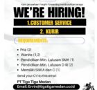 Lowongan Kerja Medan Agustus 2025 – PT Tiga Tiga Medan Buka Customer Service & Kurir